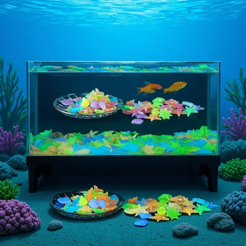Aquarium Plant Design - Pietre oceaniche luminose fluorescenti, conchiglie fluorescenti,